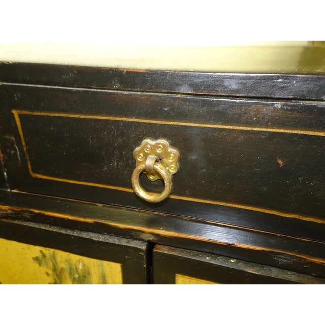 Wood Antique Small Mongolian Chest With Drawers Oriental Asian Style Signed For Sale - Image 7 of 14