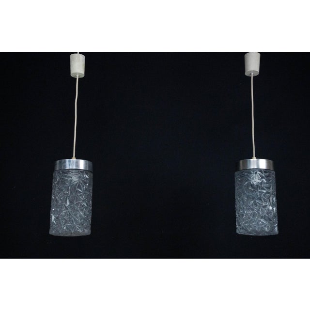 Italian Pendant Lights in Glass and Polished Aluminum, 1970s, Set of 2 For Sale - Image 13 of 13
