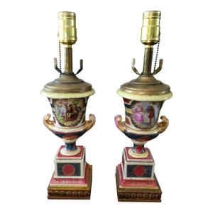Pair of Antique Royal Vienna Style Urn Lamps