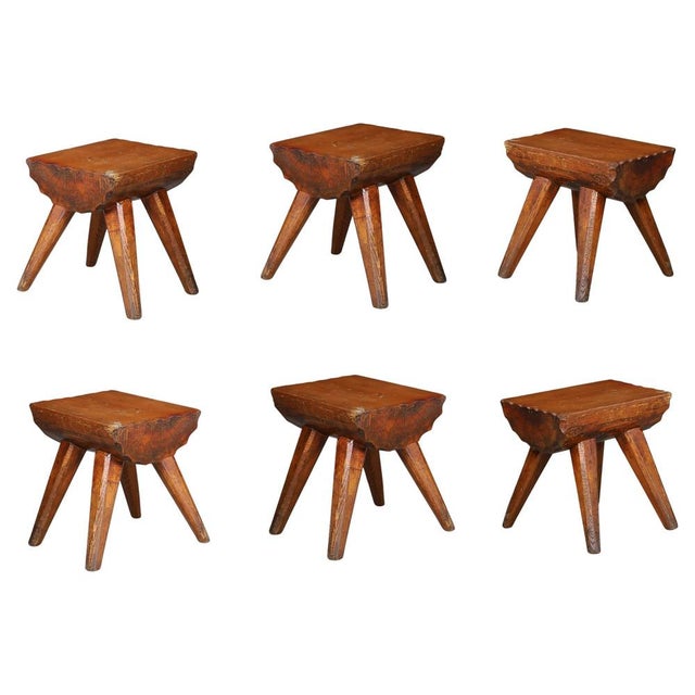Brutalist Pine Stool, France, 1960s For Sale - Image 10 of 10