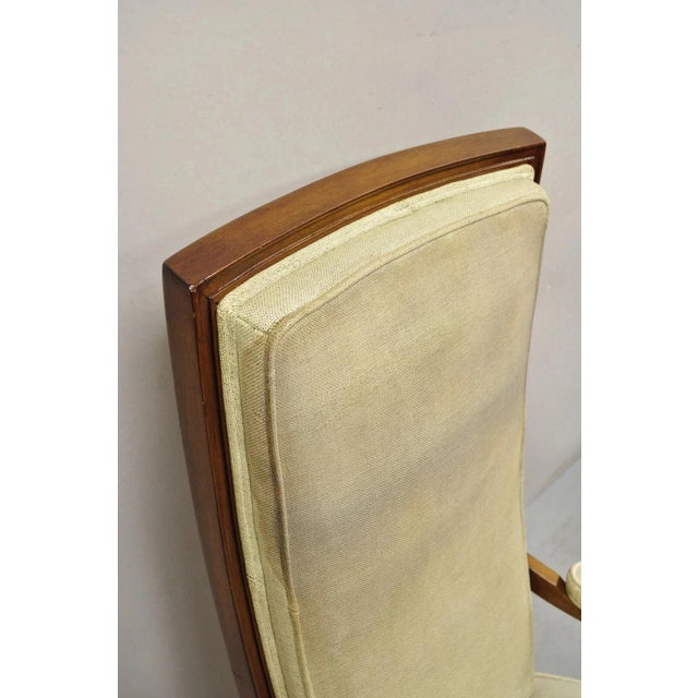 Vintage Italian Hollywood Regency Tall Back Upholstered Cherry Lounge Arm Chair For Sale In Philadelphia - Image 6 of 12