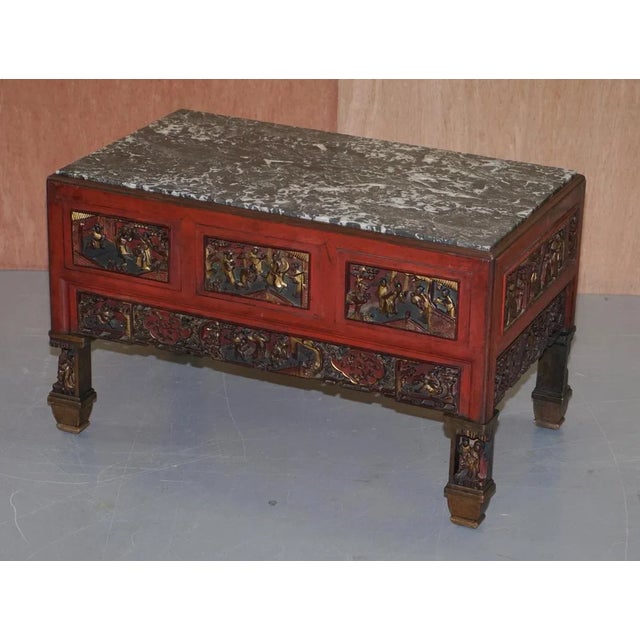 Chinese Marble Top Coffee Table For Sale - Image 3 of 18