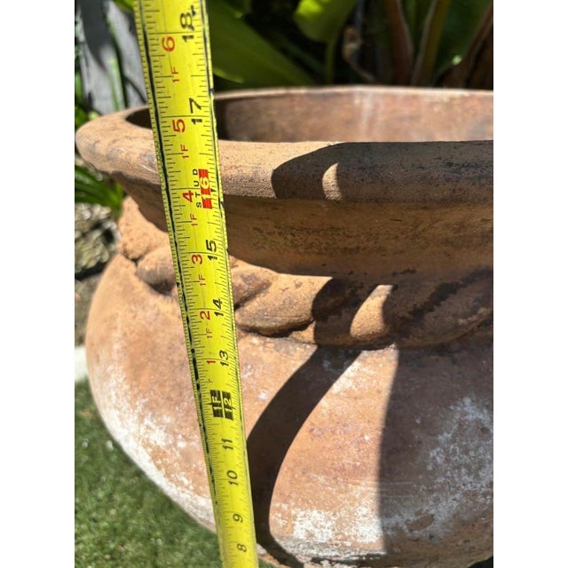 Mediterranean Vintage Mediterranean Terracotta Garden Planter With Applied Rope Detail & Aged Patina For Sale - Image 3 of 10