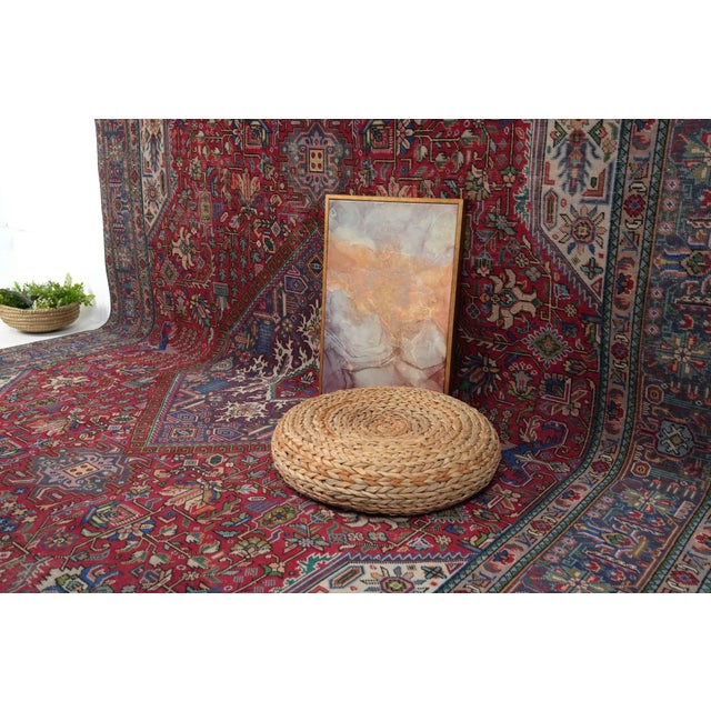 1970s Vintage Persian Handmade Wool 9x13 Red Area Rug For Sale - Image 9 of 11