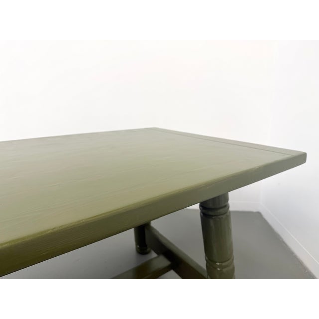 Modern Olive Green Lacquered Dining Table from DLG Georges Robert, 1970 For Sale - Image 3 of 18