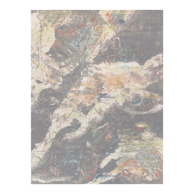 Pasargad Home Modern L. Grey Silk & Wool Area Rug- 8' 2'' X 10' 2'' For Sale