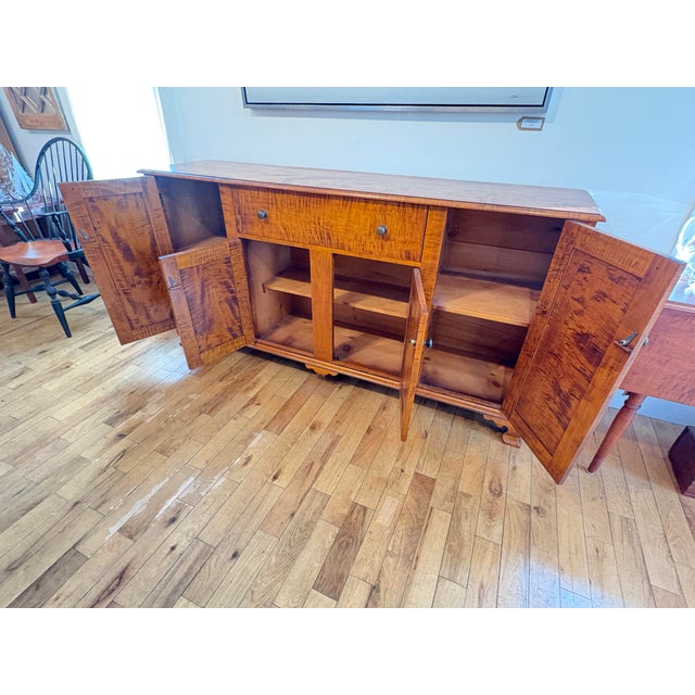 Estate Dr Dimes Custom Tiger Maple Sideboard For Sale - Image 10 of 12