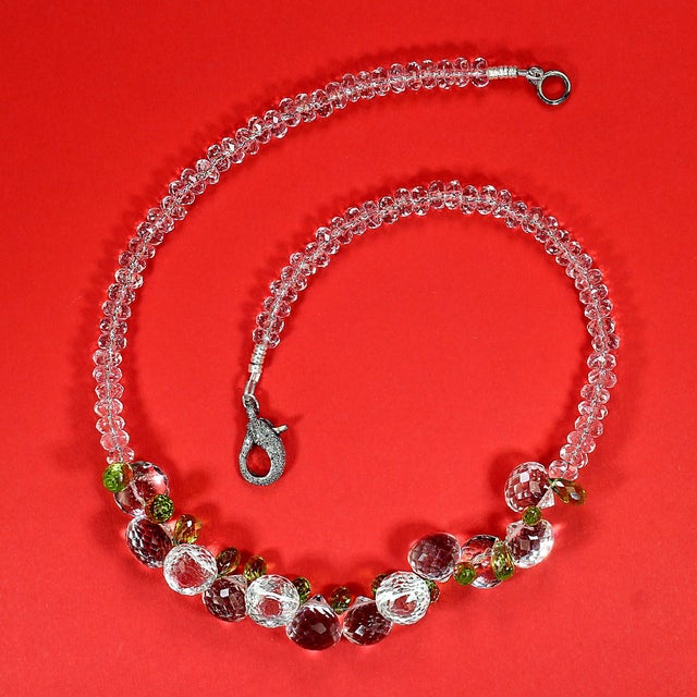 2020s Ajd 17 Inch Sparkling Crystal and Peridot Necklace For Sale - Image 5 of 5