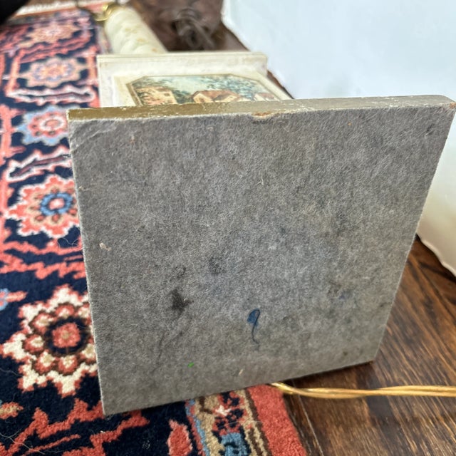 Champagne Pair of 1980s Hand Painted Wooden Column Lamps For Sale - Image 8 of 8