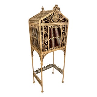 Rare Antique Oscar Bach Gilt Bronze Mailbox Telephone Table For Sale