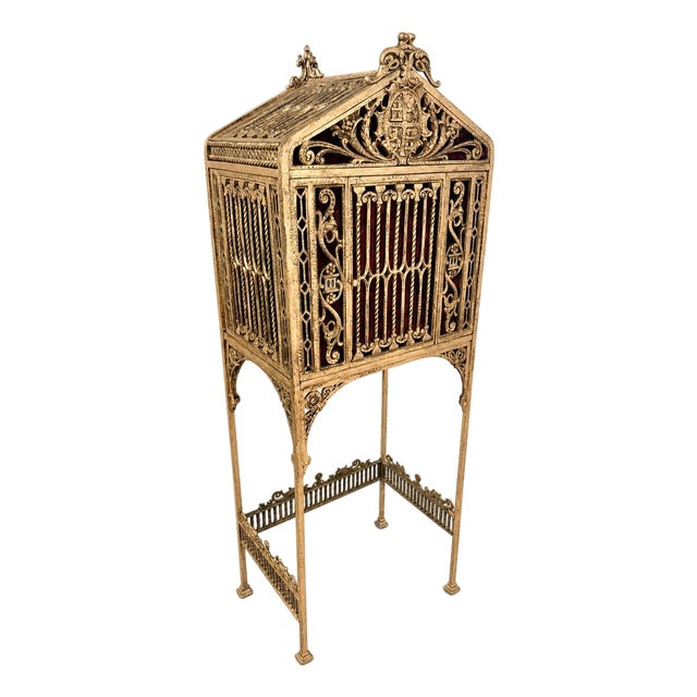 Rare Antique Oscar Bach Gilt Bronze Mailbox Telephone Table For Sale