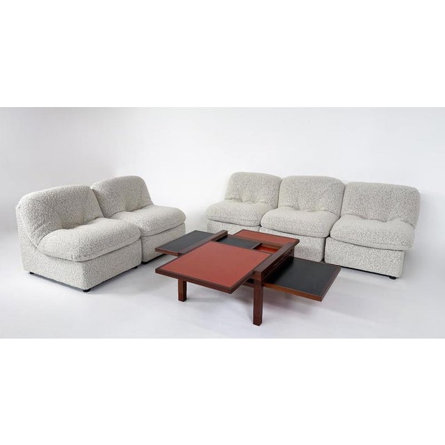 Armchairs in Boucle Fabric, Italy, Set of 5 For Sale - Image 5 of 8