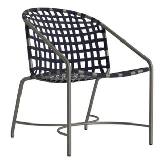 Brown Jordan Kantan Aluminum Suncloth Arm Chair, Mica frame with Marine fabric For Sale