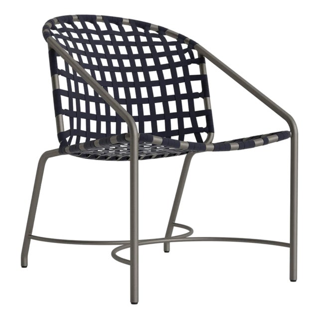 Brown Jordan Kantan Aluminum Suncloth Arm Chair, Mica frame with Marine fabric For Sale