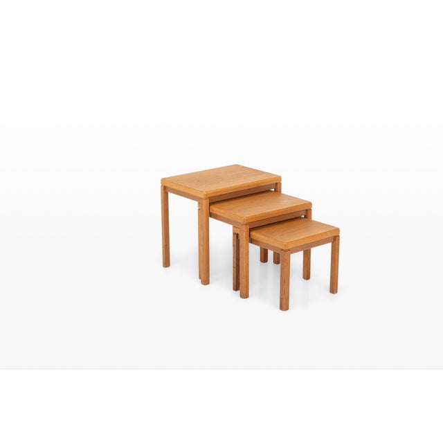 Vintage Oak Nesting Tables by Van Den Berghe Pauvers, 1970s, Set of 3 For Sale - Image 10 of 10