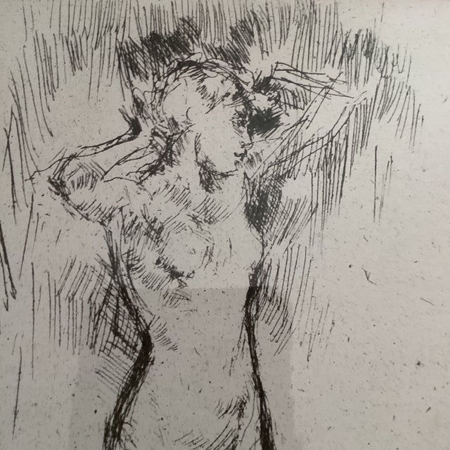 Paint Vintage Original Art Print of Etching With Drypoint “ Binding the Hair “ by James McNeill Whistler ( 1834 - 1903 ) For Sale - Image 7 of 12
