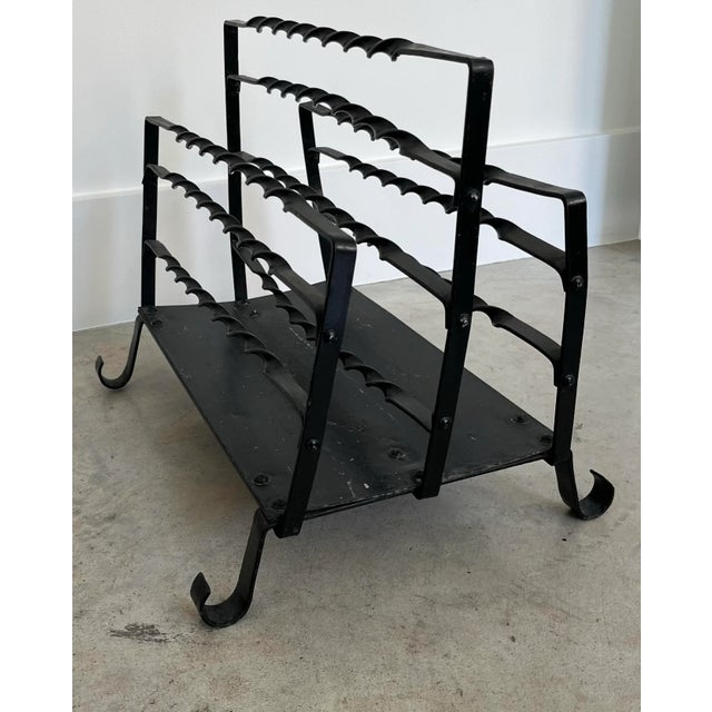 1960s Vintage French Twisted Wrought Iron Magazine Rack For Sale - Image 4 of 12