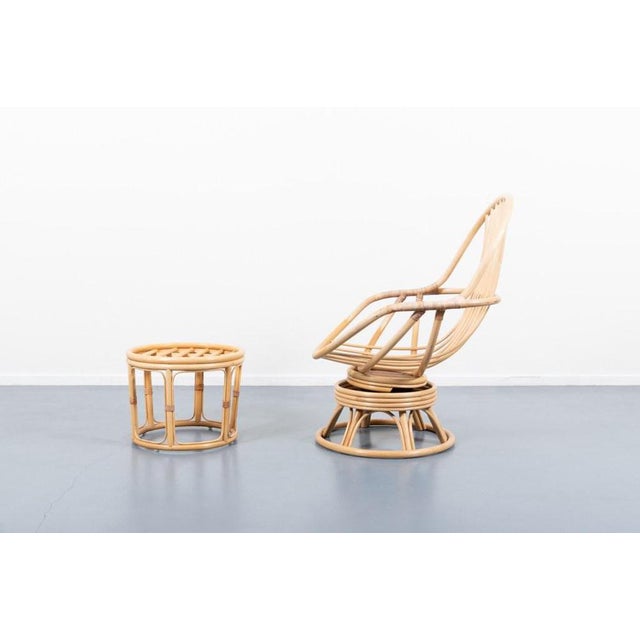 Set of Vintage Bamboo Lounge Chair & Ottoman For Sale - Image 12 of 13