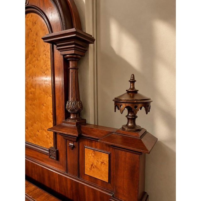 19th Century Italian Renaissance Revival Mahogany and Birdseye Maple Bed, 1980s For Sale - Image 6 of 10