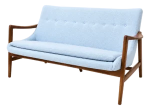 Modern Mid Century Style Sofa Baby Blue Chenille