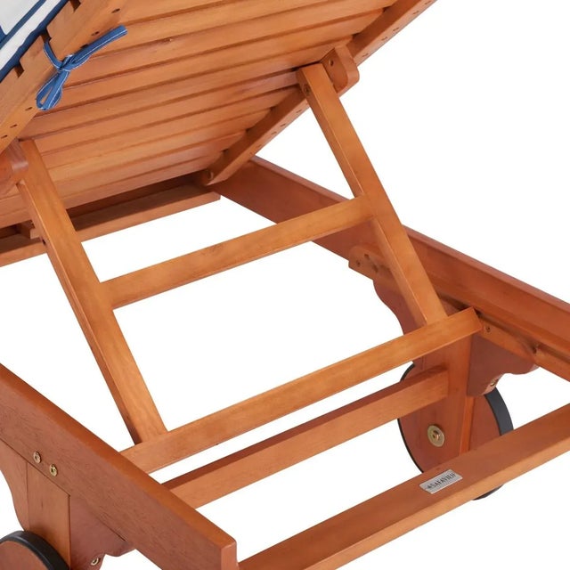 Wood Newport Lounge Chair - Natural/Royal Blue Striped For Sale - Image 7 of 11