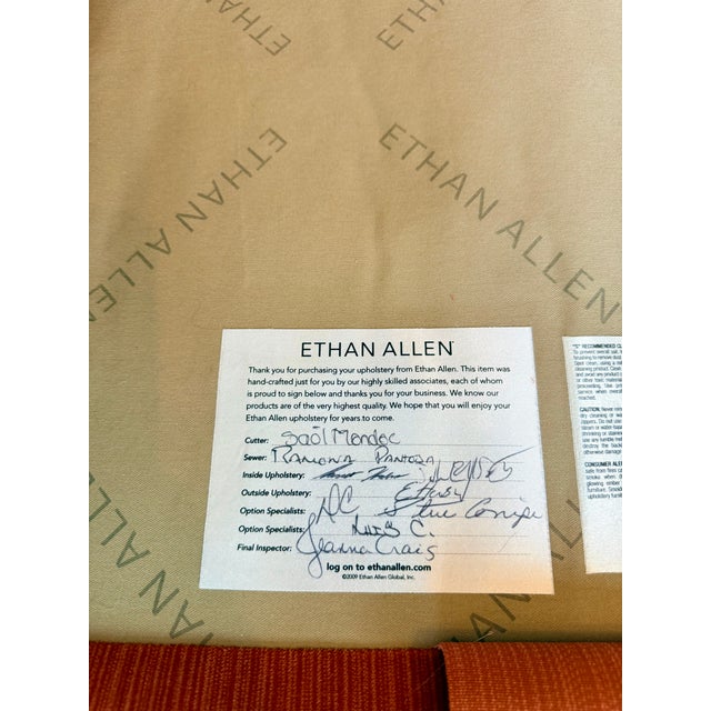 Salmon Custom Ethan Allen Coral Velvet Barrel Lounge Chair With Nailhead Trim For Sale - Image 8 of 10