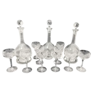 Dutch Crystal Liqueur Set, 1890a, Set of 15