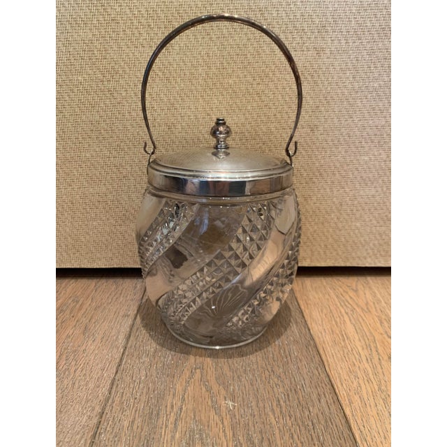 Mid 20th Century Mid 20th Century Silver and Crystal Biscuit Jar For Sale - Image 5 of 9