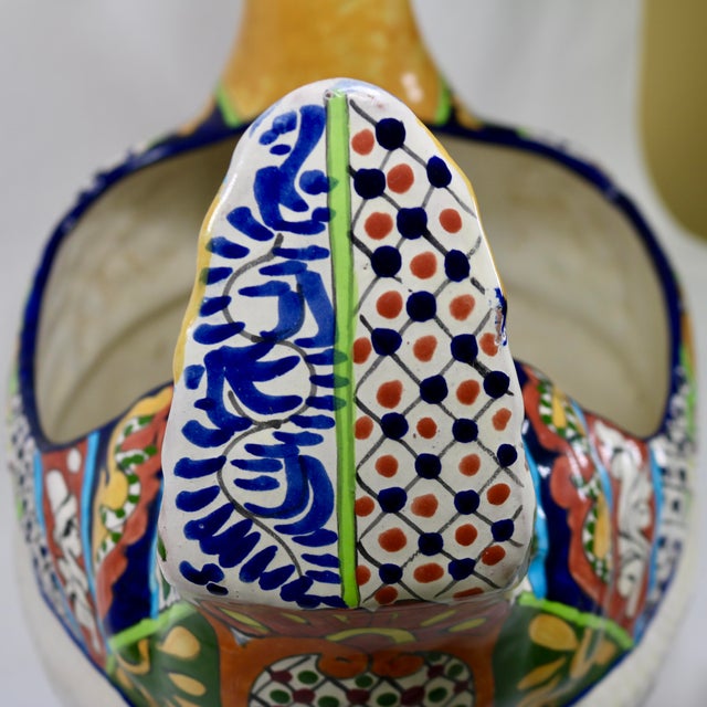 Vintage Talavera Mexican Pottery Huge Chicken Planter For Sale - Image 11 of 11