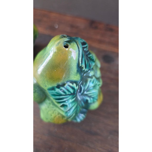 1960s Inarco E2604 Green Majolica-Style Fruit Salt and Pepper Shakers — Pair For Sale - Image 4 of 14