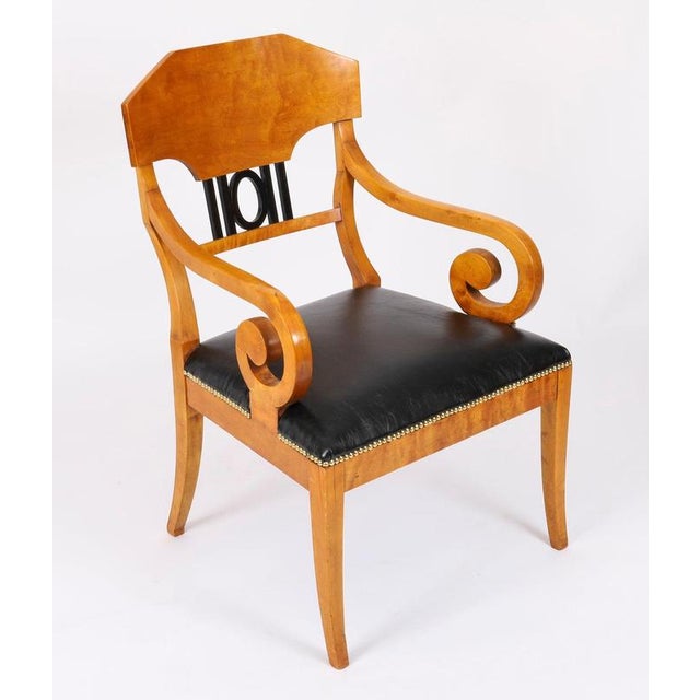 Antique 19th Century Swedish Biedermeier Birchwood Ebonized Armchairs, Set of 2 For Sale - Image 3 of 13