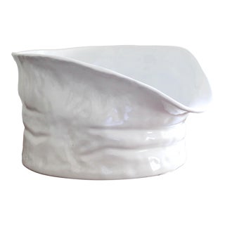 Sculptural White Ceramic Bowl by Montes Doggett For Sale
