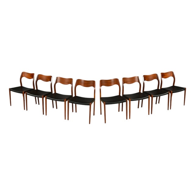 Set of Eight Model 71 Dining Chairs by Niels Otto Møller, Teak, 1960s For Sale