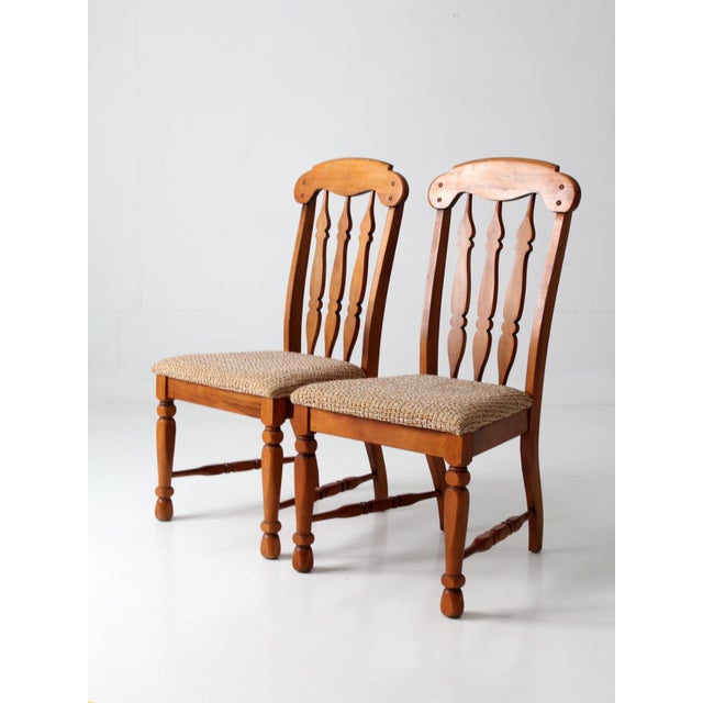 Mid 20th Century Mid-Century Singer Furniture Wood Dining Chairs With Upholstered Seats Pair For Sale - Image 5 of 15