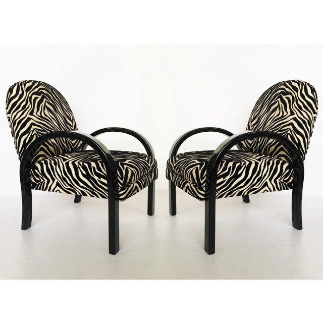 Black Lacquered Art Deco Armchairs in Zebra, 1940s - a Pair For Sale - Image 8 of 8