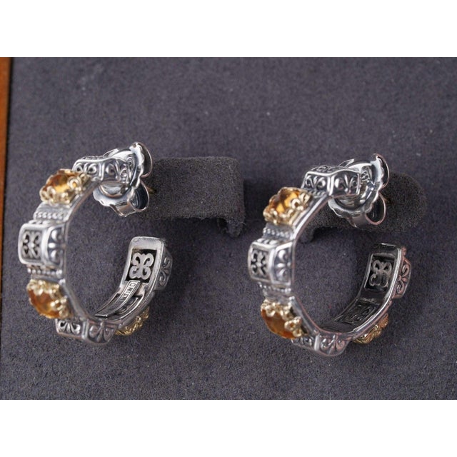 Late 20th Century Konstantino 18k/Sterling Clio Collection Citron hoop earrings For Sale - Image 5 of 11