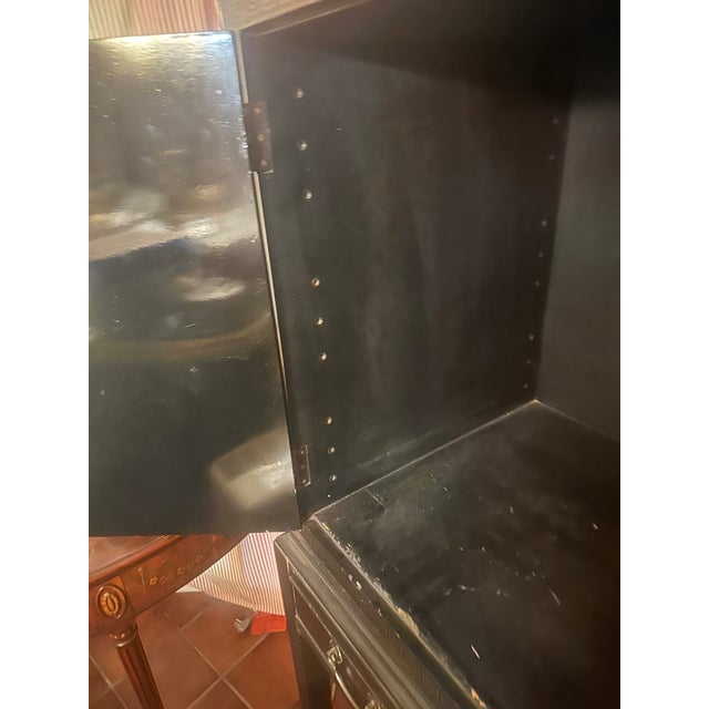 Henredon Black Lacquer Chinoiserie Chest on Stand Tv Cabinet Bar For Sale - Image 16 of 16