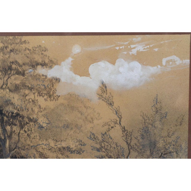 Attributed to Franz Joseph Manskirch (1768–1830) Romantic Charcoal and Pencil Drawing — Couple in a Woodland, 19th Century For Sale - Image 4 of 12