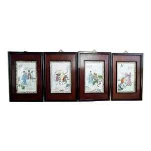 Set of 4 Chinese Porcelain Ba Xian Plaques