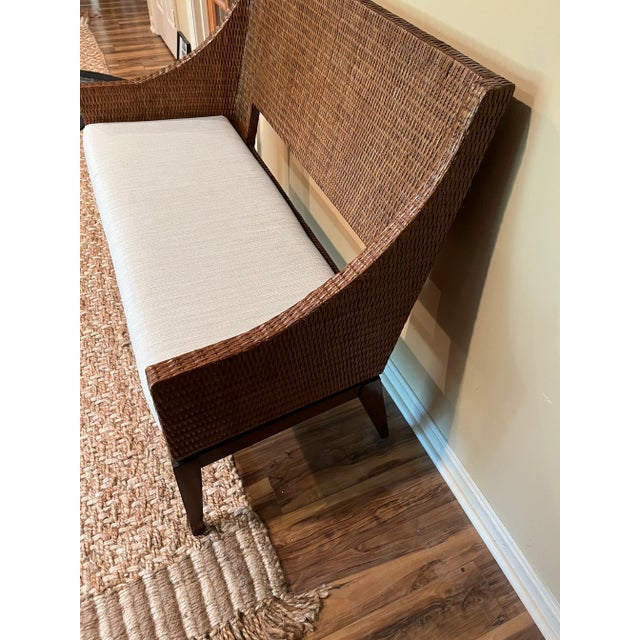 Bernhardt Bernhardt Bench Late 20th Century Wicker Rattan Coastal Loveseat For Sale - Image 4 of 9