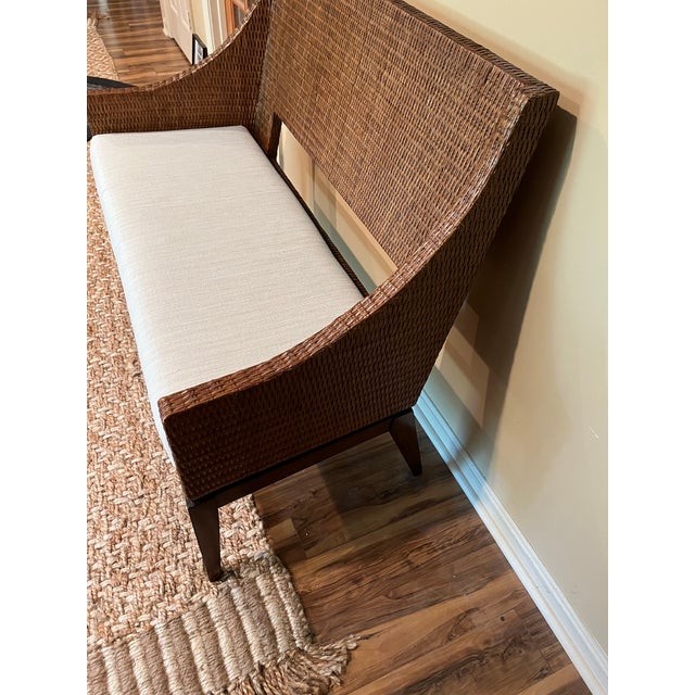 Bernhardt Late 20th Century Bernhardt Wicker Rattan Coastal Loveseat For Sale - Image 4 of 9