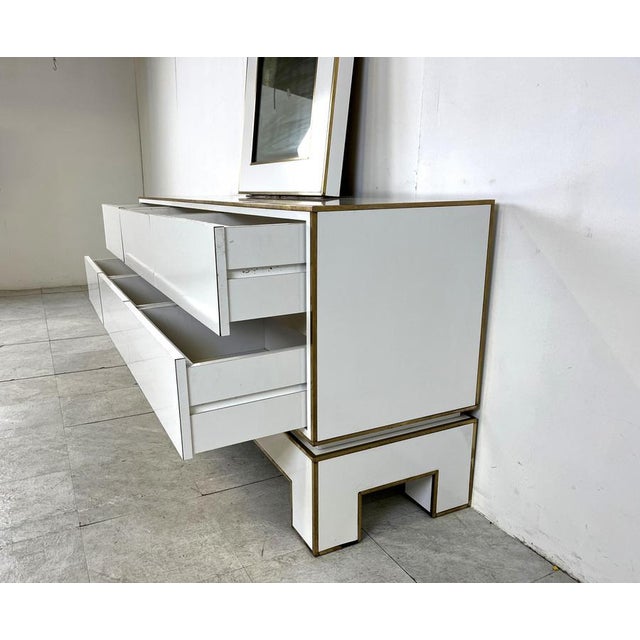 White White Lacquered Credenza with Mirror from Alain Delon, 1970s, Set of 2 For Sale - Image 8 of 12