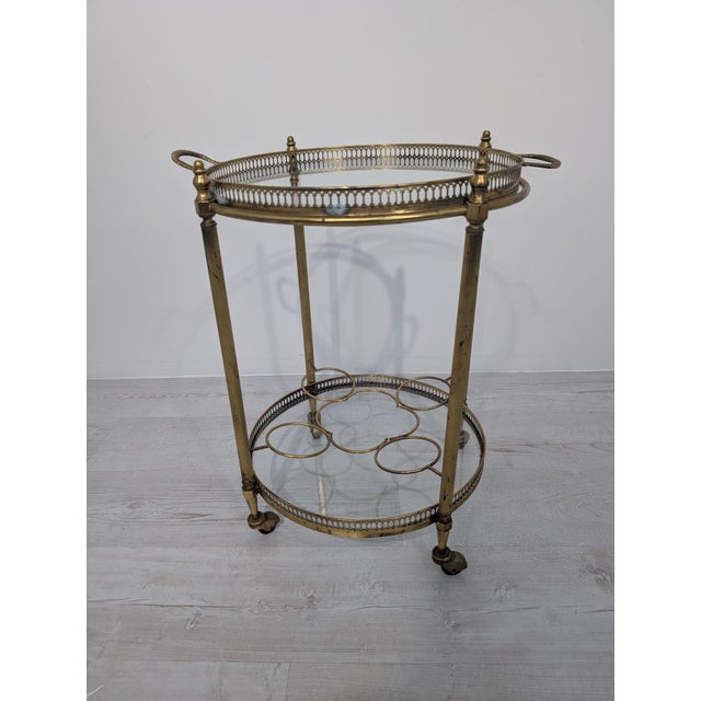 Vintage French Bar Cart in Brass, 1950s For Sale - Image 15 of 15