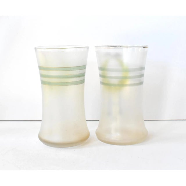 Gold Antique Hand-Painted Neoclassical Wreath Pitcher and Glasses - Set of 3 For Sale - Image 8 of 9