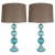 Modernist Ribbed and Banded Turquoise With 24kt Gold Flecks Table Lamps - a Pair For Sale