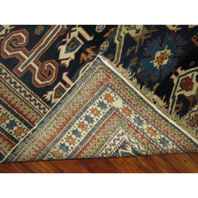 Blue Late 19th Century Antique Zabihi Collection Caucasian Perpedil Blue Rug - 3'5" X 5'1" For Sale - Image 8 of 17