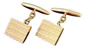Gold Cufflinks with Guilloche Bands, Set of 2