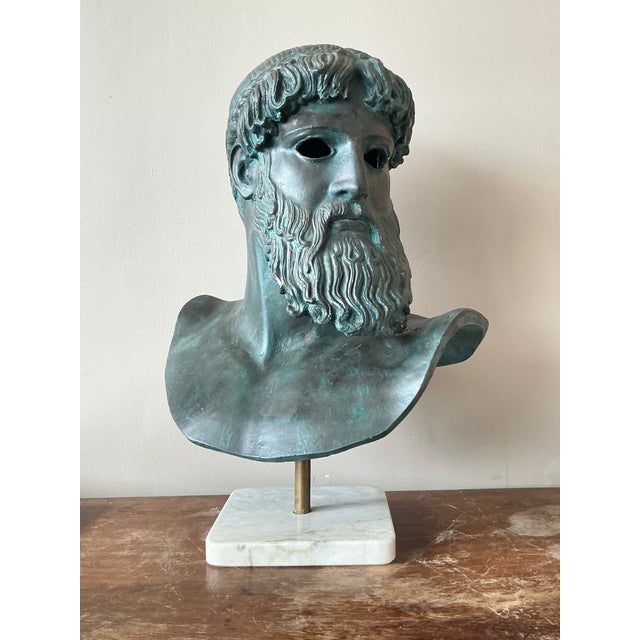 Vintage Boho Patinated Plaster Bust of Man For Sale - Image 10 of 10