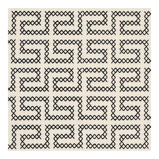 Sample - Schumacher A Maze Embroidery Fabric in Black on Ivory For Sale