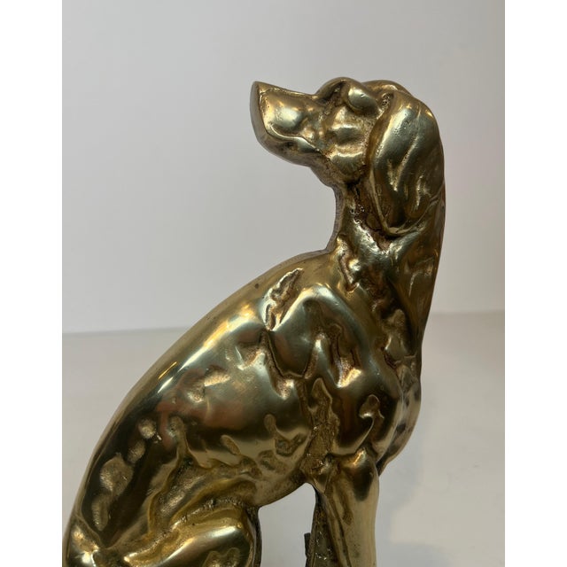 Pair of bronze andirons depicting dogs French works from the Art Deco period For Sale - Image 9 of 12
